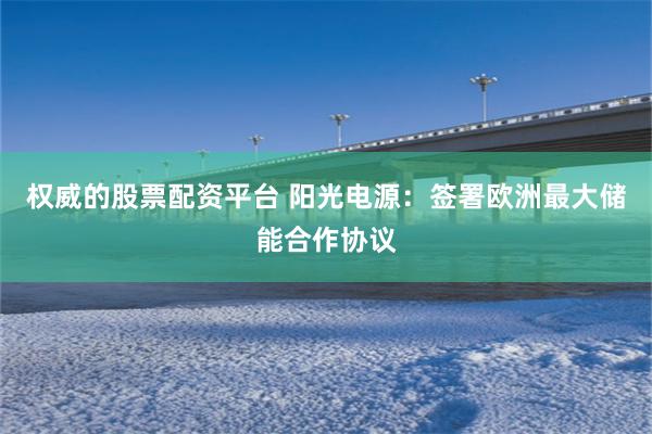 权威的股票配资平台 阳光电源：签署欧洲最大储能合作协议