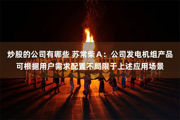 炒股的公司有哪些 苏常柴Ａ：公司发电机组产品可根据用户需求配置不局限于上述应用场景